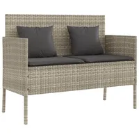 Furnicato Gartenbank mit Kissen Hellgrau Poly Rattan