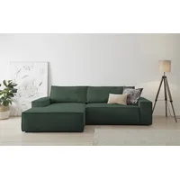 Home Affaire SHERWOOD Schlafsofa 267 cm, L-Form, Schlaffunktion mit Bettkasten (210x136 cm), Cord, Vintage, Samtvelours