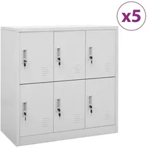 vidaXL Schließfachschrank Stahl 90x45x92,5 cm Hellgrau 5 Stk.