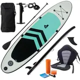 Relaxdays SUP Board Set mit Kajaksitz Weiß,Schwarz,Türkis