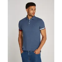 Tommy Hilfiger Herren, Poloshirt Flag CUFF SLIM fit blau (faded indigo), Heather), M