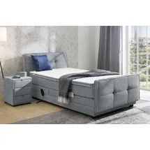 Jockenhöfer Boxspringbett JOCKENHÖFER GRUPPE "Paloma, Kopf- und Fussteil elektromotorisch verstellbar", grau (mittelgrau 430, 09), B:130cm L:225cm, Bezug Bett: Mittelstruktur (95% Polyester, 5% Nylon);Topper und Matratzenspiegel: 95% Polyester, 5% Nylon,