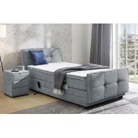 Jockenhöfer Boxspringbett JOCKENHÖFER GRUPPE "Paloma, Kopf- und Fussteil elektromotorisch verstellbar", grau (mittelgrau 430, 09), B:130cm L:225cm, Bezug Bett: Mittelstruktur (95% Polyester, 5% Nylon);Topper und Matratzenspiegel: 95% Polyester, 5% Nylon,