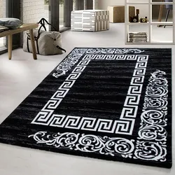Teppich AYYILDIZ TEPPICHE "Miami 6620" Gr. 2, schwarz, B:80cm H:12mm L:150cm, Kunstfaser, Teppiche, Kurzflor, orientalisches ausdrucksstarkes Design