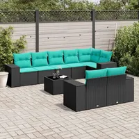 vidaXL 9-teiliges Gartensofa-Set mit Kissen schwarz