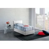 Talamo Italia - Cira Einzelbett, Bettkasten mit Stoffbezug, 100 % Made in Italy, Öffnung vorne, geeignet für Matratzen 90 x 200 cm, Weiß