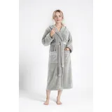 MY HOME Unisex-Bademantel MY HOME "Lillou, ideal für Sauna & Spa, Hotelbademantel, Morgenmantel" Gr. XL, grau, L:125cm, Microfaser, Hausmäntel, kuschelig weicher Fleece, plüsch, für Damen und Herren, XS-3XL, Topseller
