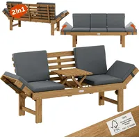 CASARIA CASARIA® Gartenbank Wetterfest Holz mit Tisch 200x50cm Klappbar