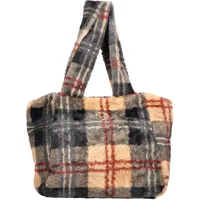 Shopper RIEKER, Damen, Gr. B/H/T: 27cm x 30cm x 12cm, beige (beige, grau), Textil, kariert, Taschen Shopper, Umhängetasche, Schultertasche in modischer Karo-Optik