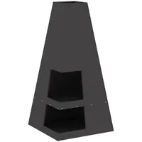 vidaXL Feuerstelle mit Holzlagerung Schwarz 50x50x100 cm Stahl