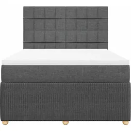 vidaXL Boxspringbett mit Matratze Dunkelgrau 140x200 cm Stoff