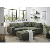 ed exciting design Ecksofa Calanda mit Hocker, frei im Raum stellbar, Rücken- und Zierkissen, grün