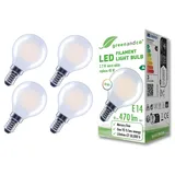 greenandco 4x Glühfaden LED Lampe | matt | E14 G45 | 2,2W 470lm | ersetzt 40W | 2700K warmweiß | 320° | 230V | flimmerfrei | Energieeffizienzklasse A | nicht dimmbar