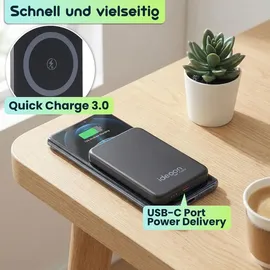 ideoon MagSafe Powerbank 5000 mAh, 15W Qi - Hochwertige kompakte Wireless Power Bank – Schnelles Laden Quick Charge für iPhone & Android – Mobiler