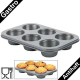 Testrut axentia Muffinform 2er Set klein für 6 Muffins, Muffin Backblech 29 x 18 cm, antihaftbeschichtet aus Carbonstahl, Cupcake Formen, Muffinblech