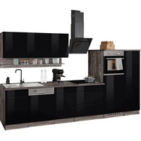 Kochstation Küchenzeile »KS-Virginia«, Breite 350 cm, ohne E-Geräte, schwarz