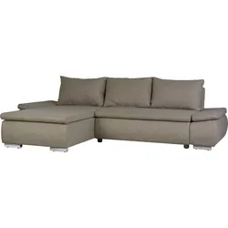 Ecksofa HOME AFFAIRE "Acra L-Form", braun, B:266cm H:83cm T:175cm, 100% Polyester, Sofas, mit Bettfunktion und Bettkasten, in Mattenoptik
