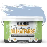 SEEBAUER diy Silikatfarbe Blau 5L für Innen (No. 845 Pale Heaven) Atmungsaktive Mineralfarbe für Allergiker - Abwaschbare Wandfarbe - Blautöne hohe Deckkraft