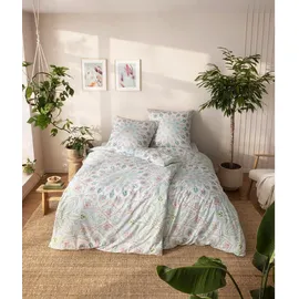 Estella Bio Mako Satin Bettwäsche Jamiro Gras Mandala Kreise Orient grün - BL 135x200 cm