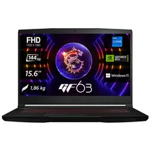 MSI Thin GF63 12UCX-1011, Gaming Laptop, 39,6 cm (15,6 Zoll) FHD, 144 Hz, Intel Core i5-12450H Prozessor, 16 GB DDR4-3200, 512 GB SSD, NVIDIA GeForce RTX 2050, Windows 11 Home, QWERTZ Tastatur