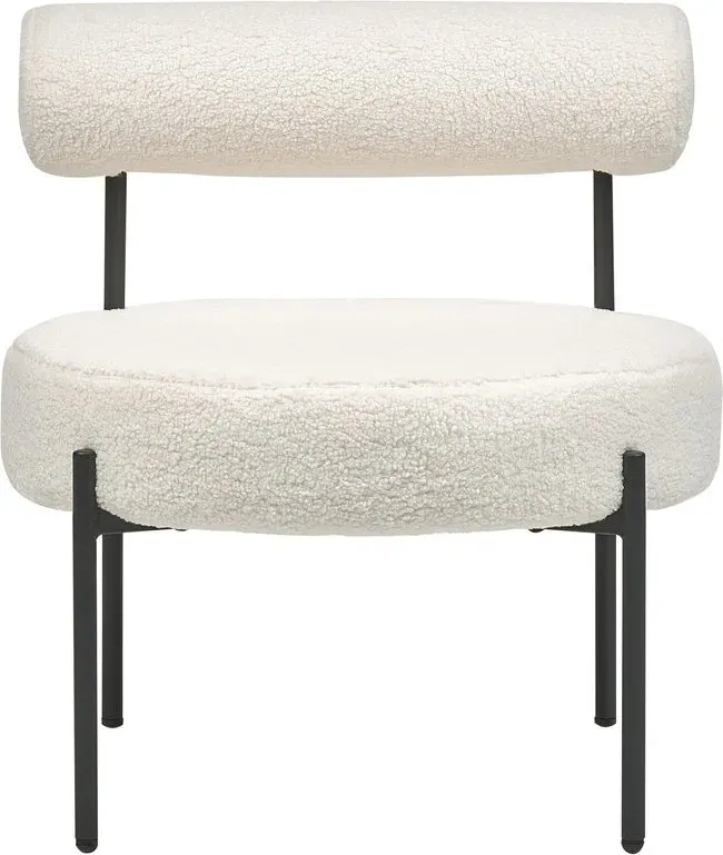 Beliani Retro-Weiß Bouclé-Akzentstuhl Alpha mit schwarzen Metallbeinen (66 cm)