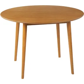 Beliani Esstisch RADAN Braun 110 cm MDF-Platte Füßen Gummibaumholz Runder Tisch Retro-inspiriertes Design Modern - Hellbraun