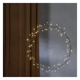 MARELIDA LED Kranz Draht Türkranz Wandkranz Leuchtkranz Dekokranz 80LED D: 30cm Batterie