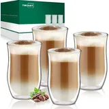 LuxusKollektion Latte-Macchiato-Glas Doppelwandige Latte Macchiato Gläser 4 x 350ml Set Handgemachtes