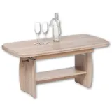 Stella Trading KIRK Couchtisch höhenverstellbar & ausziehbar in Eiche Sonoma Optik - praktischer Sofatisch mit Ablage für Ihren Wohnbereich - 115 x 52 x 59 cm (B/H/T), braun