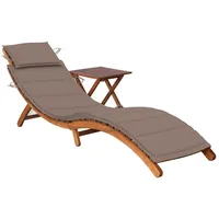 VidaXL Sonnenliege mit Tisch und Auflage Massivholz Akazie Polsterfarbe