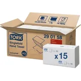 Tork Papierhandtücher H3 Universal, 23 x 23 cm, 1-lagig 290158 , 1 Karton = 15 Bündel x 300 Tücher = 4500 Tücher