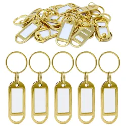 Key Tags Schlüsselanhänger aus Metall mit beschriftbarem Etikett - 10 Stück Gold - Hochwertig und extrem stabil