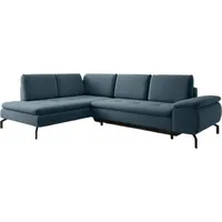 Luxusbetten24 Designer Sofa Verila L mit Schlaf- und Klappfunktion Samt Links - Blau