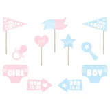 PartyDeco Foto-Props Gender Reveal, rosa/hellblau, 11-TLG.