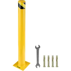 VEVOR Sicherheitspoller, Stahlpollerpfosten, 122 cm H, 14 cm T, gelbe Schilder, Rohrstahlbarriere