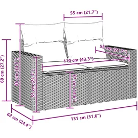 vidaXL Garten-Sofa-Set 9 pcs Schwarz Poly-Rattan - Schwarz