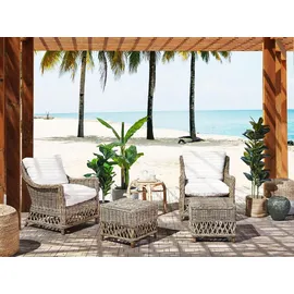 Beliani Gartensessel Ribolla Baumwolle 66 x 78 x 70 cm Cremeweiß mit Hocker