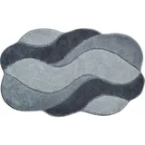 GRUND Badteppich Carmen, Schwarz, Grau, Wellen, rechteckig, 80x140 cm, Made in Europe, Oeko-Tex® Standard 100, rutschfest, für Fußbodenheizung geeignet, Badtextilien, Badematten