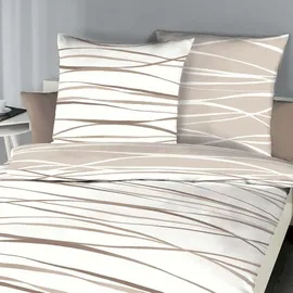 Traumschlaf Bettwäsche Bibermotion gestreift Beige 140 x 200 cm + 70 x 90 cm