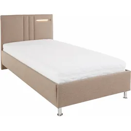 Westfalia Schlafkomfort Elba 100 x 200 cm Bonnell-Federkernmatratze | H3 | mit LED-Beleuchtung Strukturstoff dunkelbeige