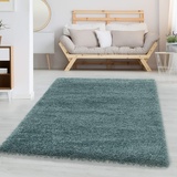 Carpettex Hochflor Teppich Wohnzimmer 120x170 cm Aqua Blau - Flauschiger Teppich Extra Weich und Pflegeleicht - Shaggy Teppich Modern Einfarbig Design - Teppich für Schlafzimmer, Esszimmer und Küche