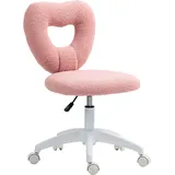 HOMCOM Schreibtischstuhl Bürostuhl Drehbar Homeoffice Stuhl mit Herzförmige Rückenlehne, ohne Armlehne Höhenverstellbarer Teddy-Fleece Schminktisch Stuhl für Arbeitszimmer, Rosa   Aosom