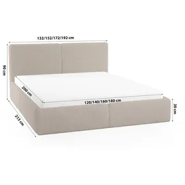 FEDVE Polsterbett Doppelbett Riberia Slim Bett Bettkasten 140x200 cm, Schlafzimmer, Betten, Polsterbetten