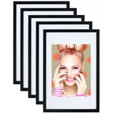 Ideal Trend Bilderrahmen 3er 5er Set Holz Bilderrahmen Lifestyle Plexi Foto Rahmen Collage Wand schwarz