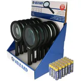 VELAMP Thekendisplay bestehend aus 12 Lupen mit LED-Beleuchtung und 3fach Vergrößerung mit 12 LEDs, IN287, ideal geeignet zum L