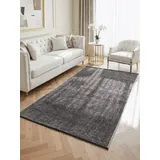 ELLE DECORATION Brilliance - Kurzflor Teppich Prisma, Wohnzimmerteppich mit Raster Design, Kachel, Quadrat Muster, Glänzender, Moderner Teppich für Wohnzimmer, Schlafzimmer - Silber Grau, 160x230 cm