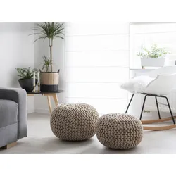 Pouf beige ⌀ 50 cm CONRAD