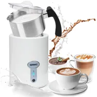 Duronic MF500 WE automatischer Milchaufschäumer, 500 ml XXL Milchschäumer, elektrischer Induktions-Milchaufschäumer, cremiger Milchschaum wie im Café, einfache Reinigung, mit Quirl und Rührer, Weiß