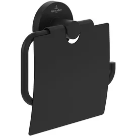 Villeroy & Boch V&B Toilettenpapierhalter Elements Tender 134x132x38mm, mit Deckel, matt black