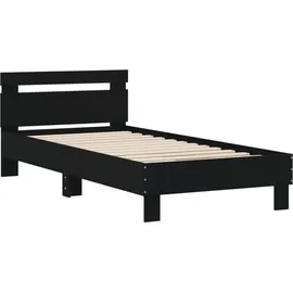 vidaXL Bettgestell mit Kopfteil und LED-Leuchten Schwarz 90x200 cm